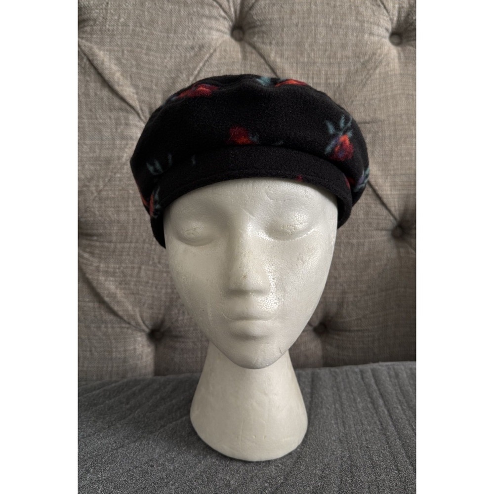 Brixton Fiddler Beret 10964 Rosee Roses‎ Black Size Medium NWT